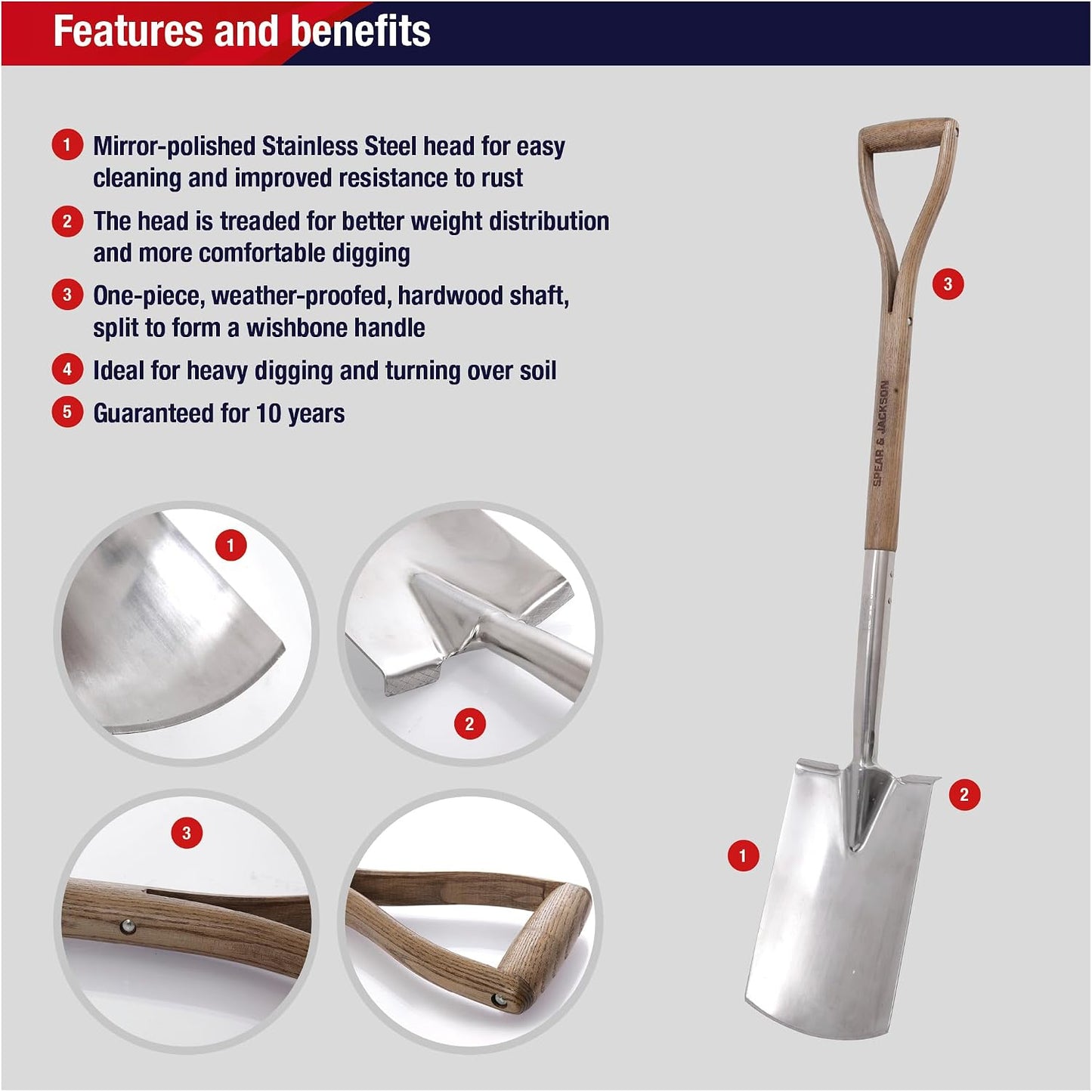 Traditional Stainless Steel Border Fork, Durable Heavy Duty Garden Tool, Ideal for Aerating Weeding and Digging, Comfortable Wooden Handle