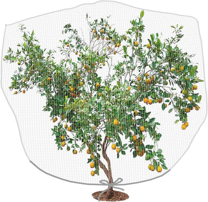 1N 6 x 7 Feet Insect Bird Barrier Netting Mesh with Drawstring, Garden Bug Netting Plant Cover for Protect Plant Fruits Flower from Insect Bird Eating