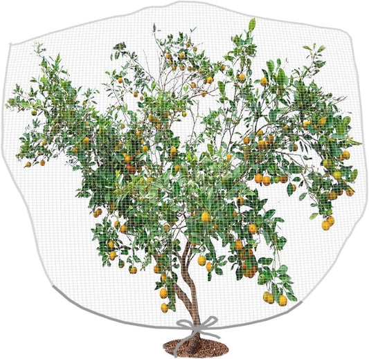 1N 6 x 7 Feet Insect Bird Barrier Netting Mesh with Drawstring, Garden Bug Netting Plant Cover for Protect Plant Fruits Flower from Insect Bird Eating