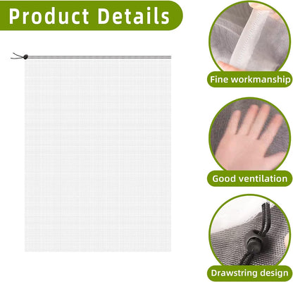 1N 6 x 7 Feet Insect Bird Barrier Netting Mesh with Drawstring, Garden Bug Netting Plant Cover for Protect Plant Fruits Flower from Insect Bird Eating