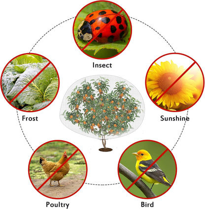 1N 6 x 7 Feet Insect Bird Barrier Netting Mesh with Drawstring, Garden Bug Netting Plant Cover for Protect Plant Fruits Flower from Insect Bird Eating