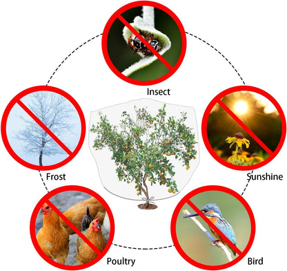 1N 6 x 7 Feet Insect Bird Barrier Netting Mesh with Drawstring, Garden Bug Netting Plant Cover for Protect Plant Fruits Flower from Insect Bird Eating