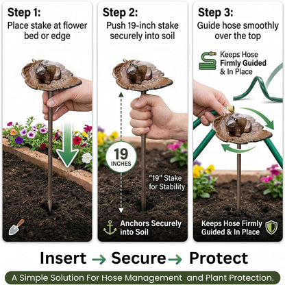 Carver's Olde Iron Frog Garden Hose Guide Stake - Heavy Duty 19-Inch