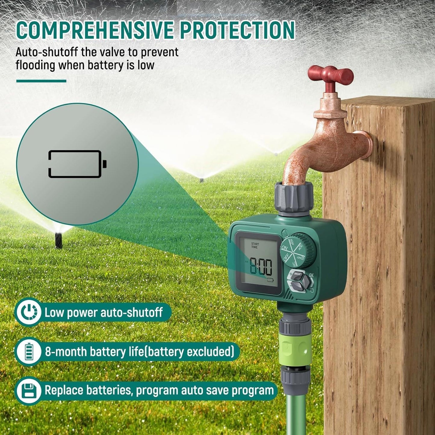 Sprinkler Timer, Programmable Hose Timer with Automatic Watering System