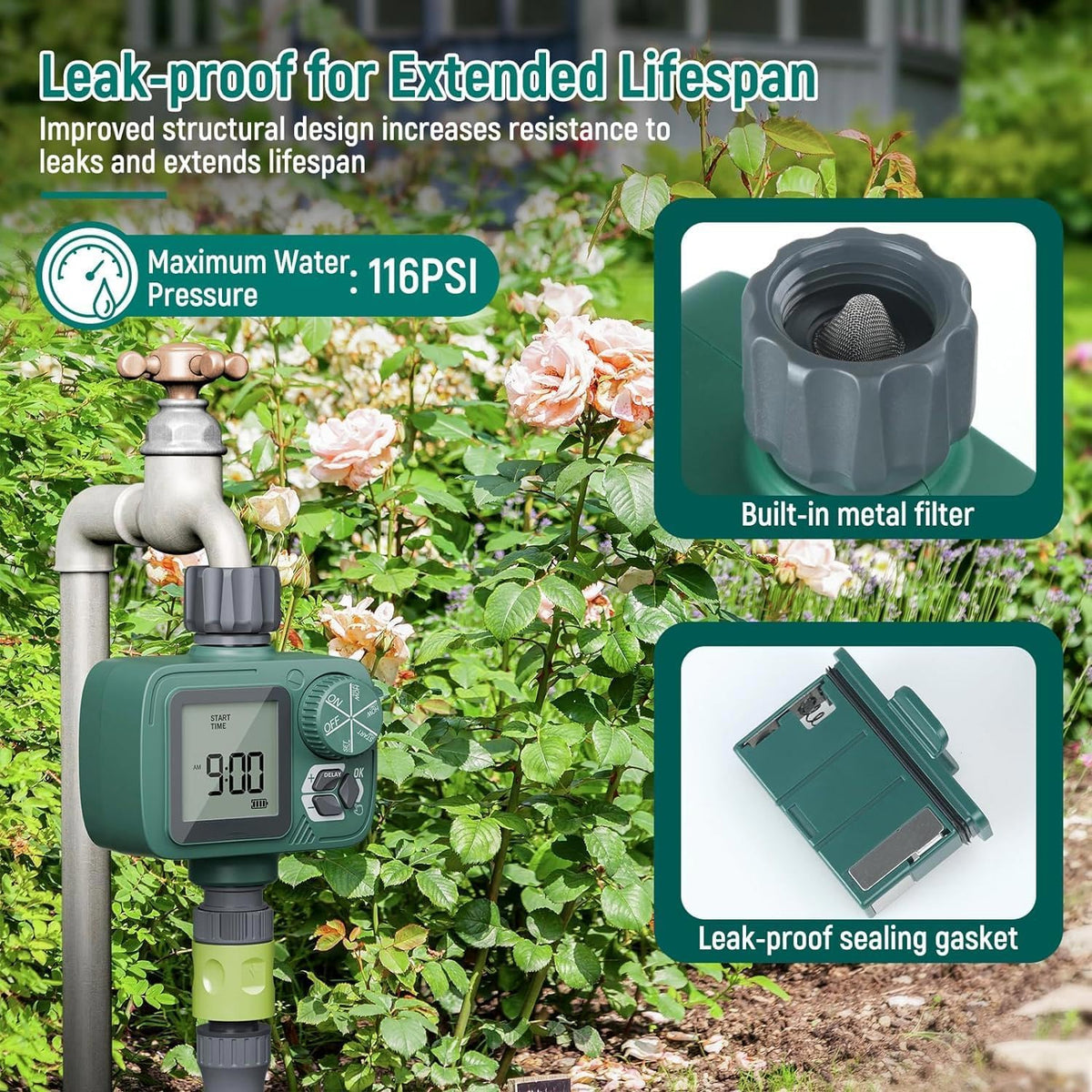 Sprinkler Timer, Programmable Hose Timer with Automatic Watering System