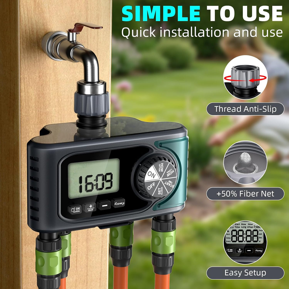 Sprinkler Timer, Programmable Hose Timer with Automatic Watering System
