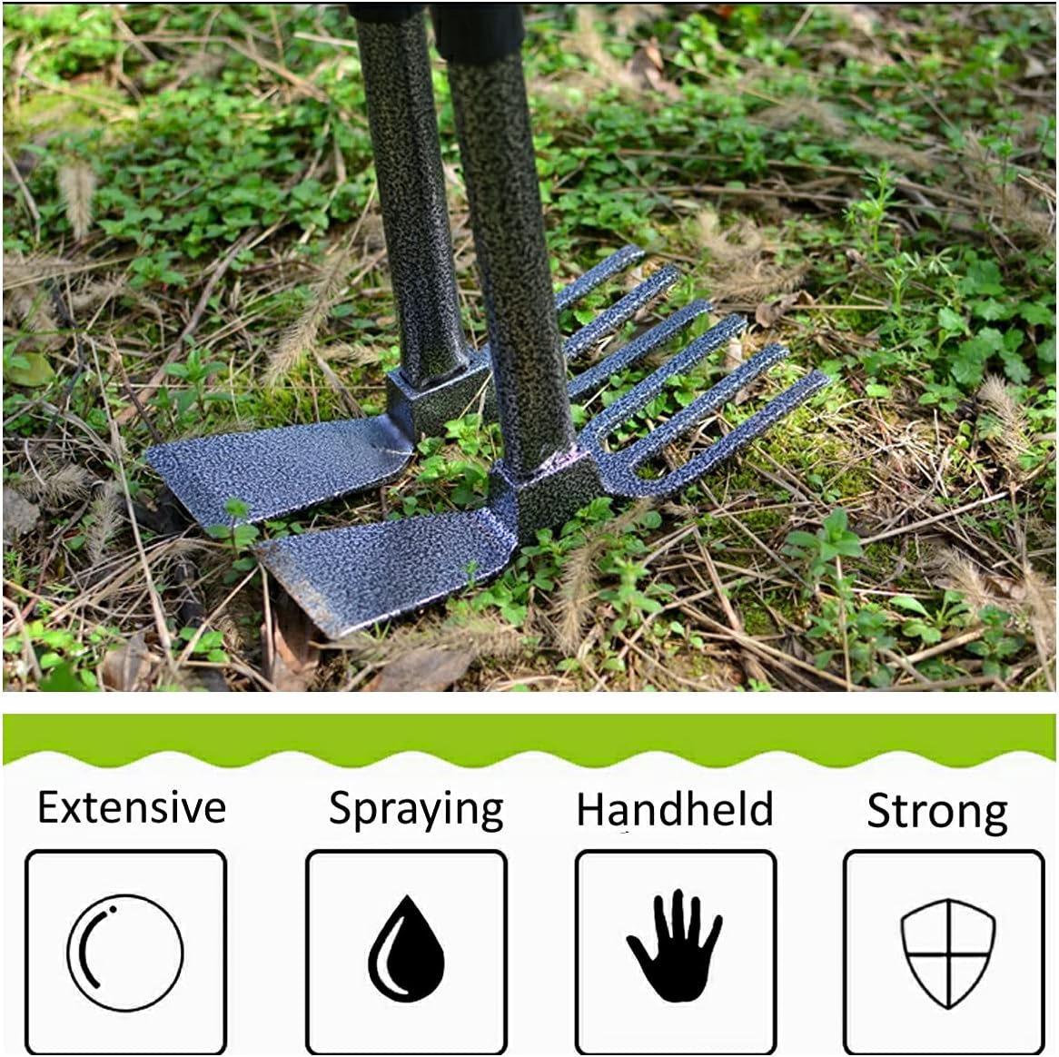 Garden Big Hand Digger and Hoe Combo Garden Tool,Heavy Duty Hand Tiller,Garden Hoe,Cultivator,Non-Slip Handle & Anti-Rust Head is The Perfect Dual Headed Weeding Tool.(Big)