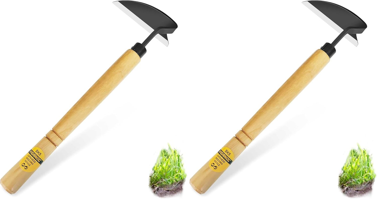 Japanese Wide Blade Garden Tool - Premium Quality Hand Hoes/Weeding Sickle is Very Sharp for Quick Work