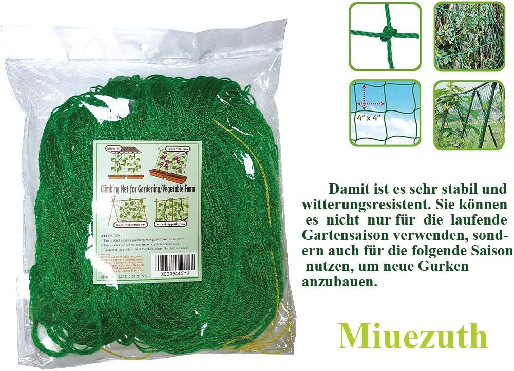 Trellis Netting for Climbing Plants - Heavy Duty Garden Trellis Netting for Cucumber, Vine, Fruits & Vegetables Tomato Plants Trellis Net, Climbing Vining Plants (1-Pack 32.8' x 6.6'Ft)