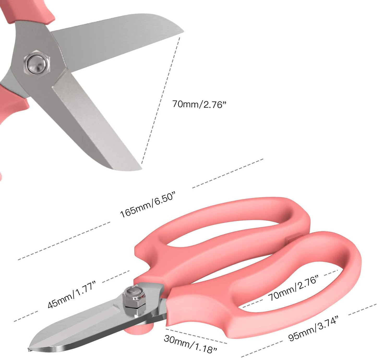 Flower Scissors, Premium Steel Garden Pruning Shears, Pink
