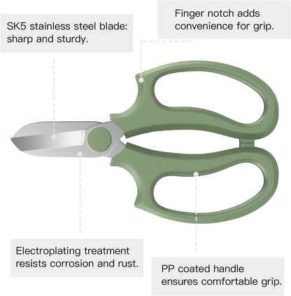 Flower Scissors, Premium Steel Garden Pruning Shears, Pink