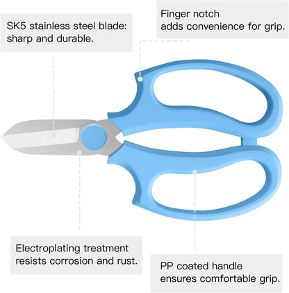 Flower Scissors, Premium Steel Garden Pruning Shears, Pink