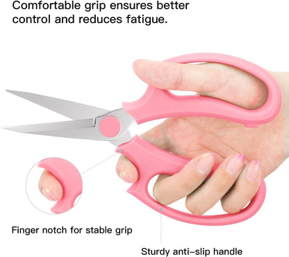 Flower Scissors, Premium Steel Garden Pruning Shears, Pink