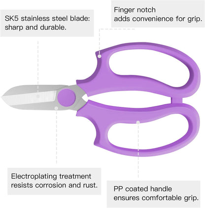 Flower Scissors, Premium Steel Garden Pruning Shears, Pink