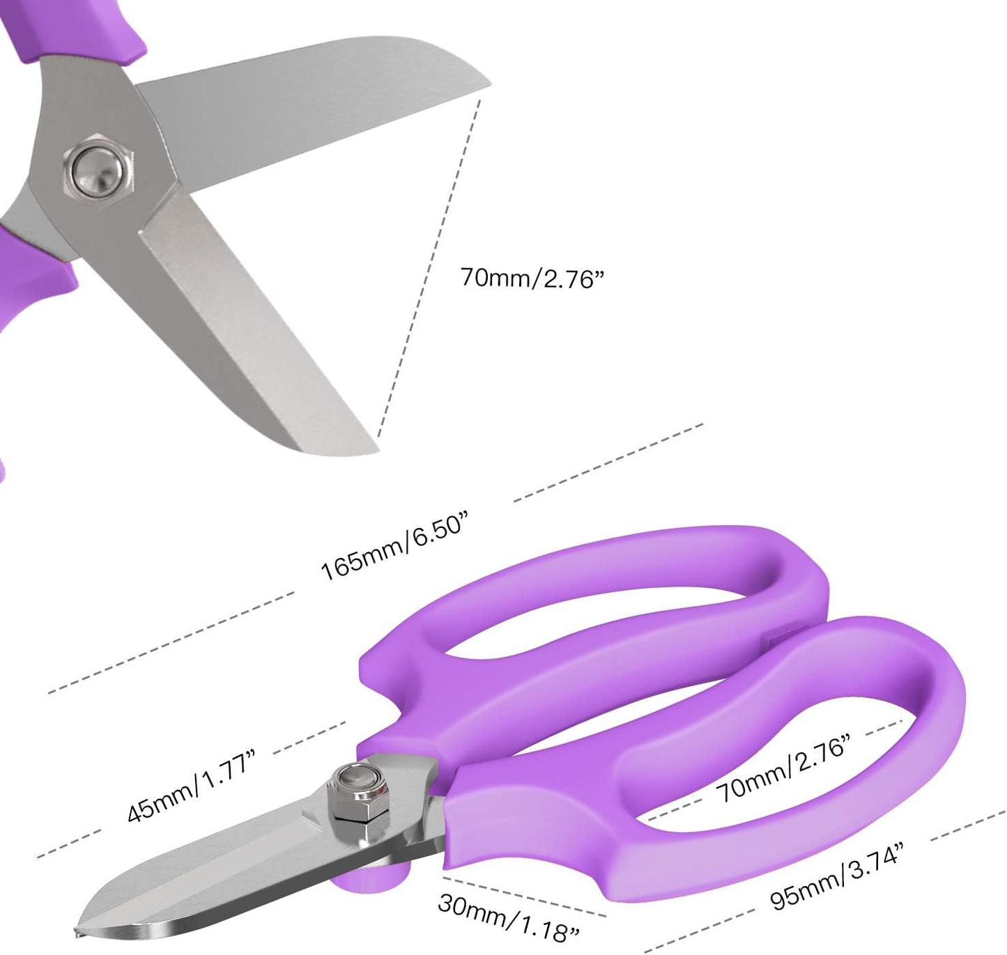 Flower Scissors, Premium Steel Garden Pruning Shears, Pink