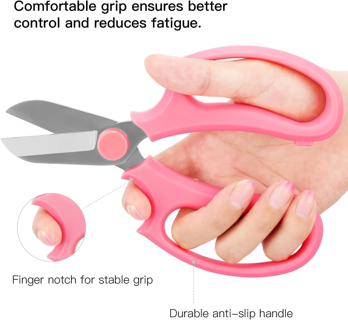Flower Scissors, Premium Steel Garden Pruning Shears, Pink
