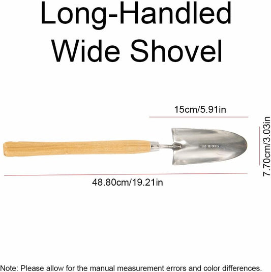Long Handle Garden Shovel – Stainless Steel Gardening Hand Trowel for Planting Digging Transplanting (Wide Shovel)