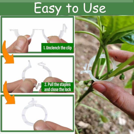 150pcs Plant Support Clips - Tomato Clips for String Trellis, Grape Vine Clips for Garden Netting Climbing Plants, Secured Plastic Plant Clip for Fixing Stem and Vine