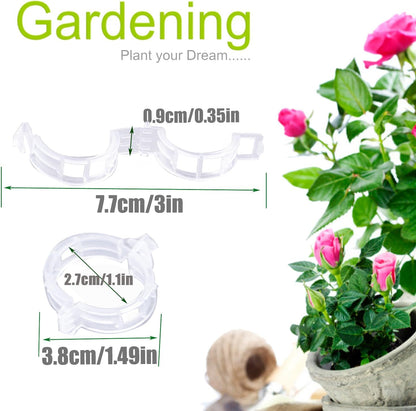 150pcs Plant Support Clips - Tomato Clips for String Trellis, Grape Vine Clips for Garden Netting Climbing Plants, Secured Plastic Plant Clip for Fixing Stem and Vine