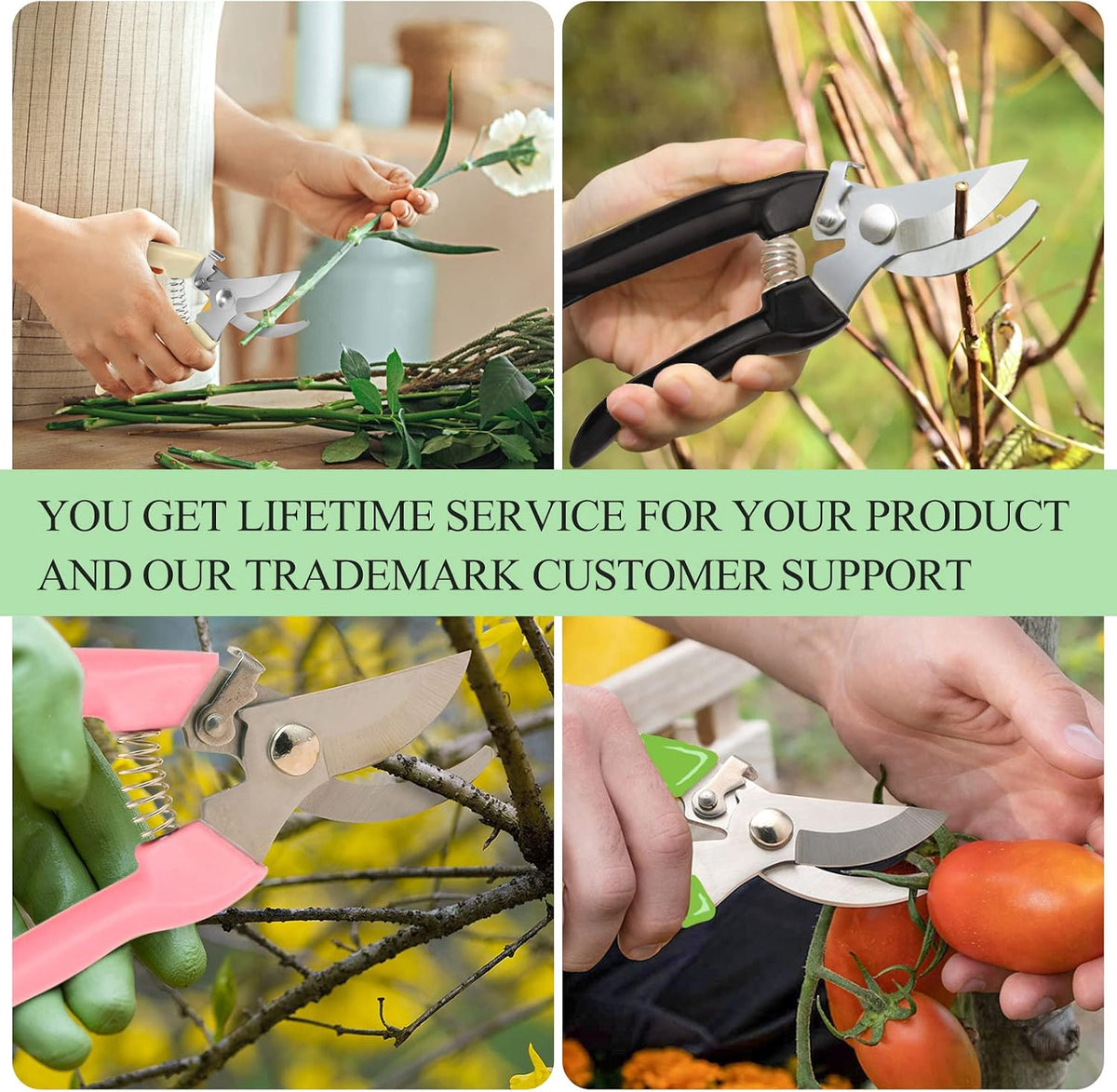 Premium garden shears, pruning scissors gardening tools, pruners for flower, bushes, rose and fruit tree, use for florist, yard and orchard the plant clippers, sharp steel anvil snips