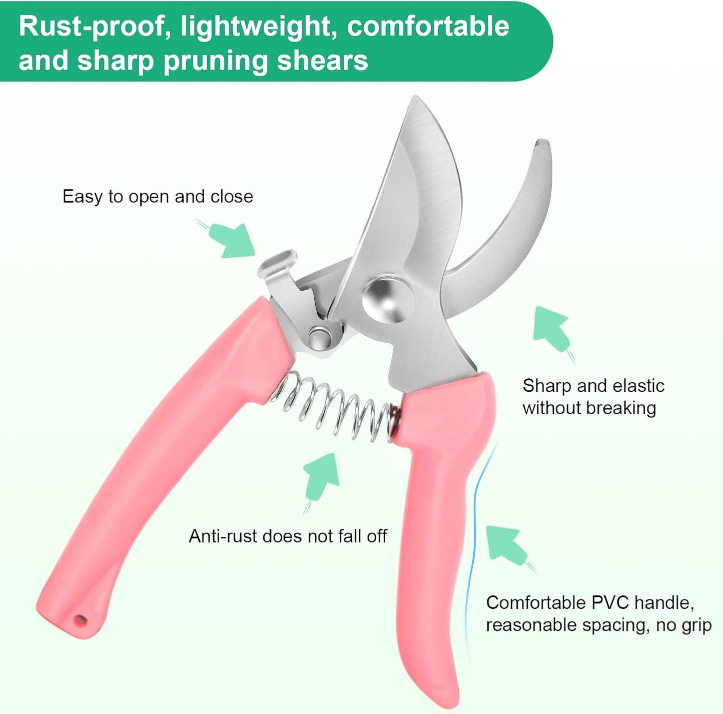 Premium garden shears, pruning scissors gardening tools, pruners for flower, bushes, rose and fruit tree, use for florist, yard and orchard the plant clippers, sharp steel anvil snips