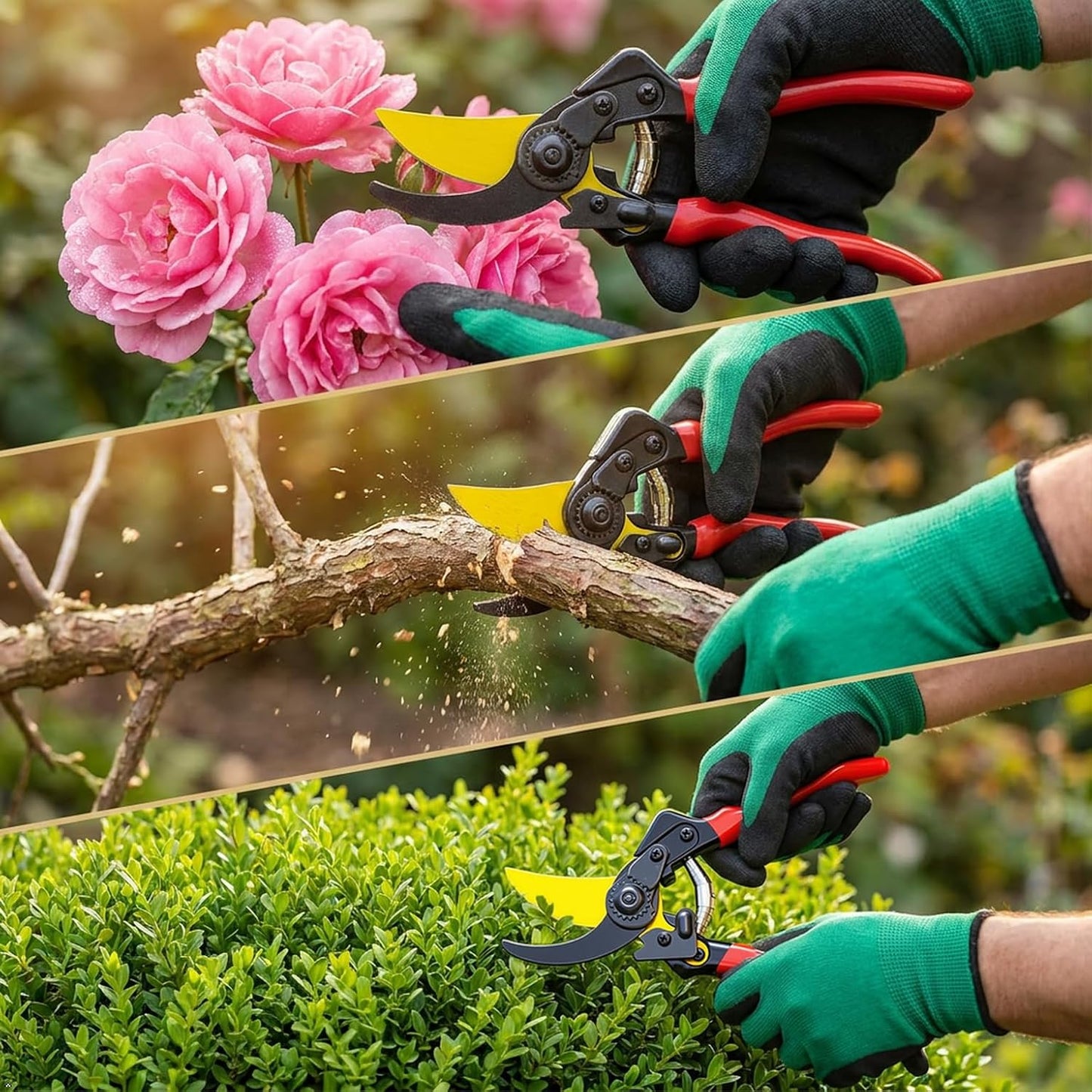 Premium garden shears, pruning scissors gardening tools, pruners for flower, bushes, rose and fruit tree, use for florist, yard and orchard the plant clippers, sharp steel anvil snips