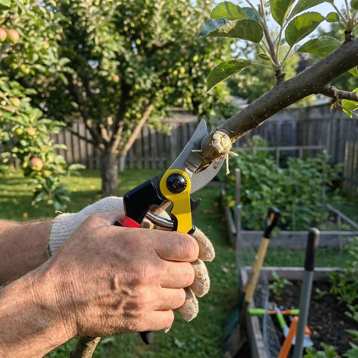 Premium garden shears, pruning scissors gardening tools, pruners for flower, bushes, rose and fruit tree, use for florist, yard and orchard the plant clippers, sharp steel anvil snips