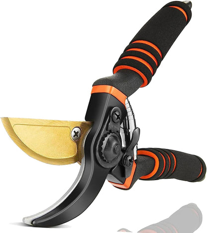 Premium garden shears, pruning scissors gardening tools, pruners for flower, bushes, rose and fruit tree, use for florist, yard and orchard the plant clippers, sharp steel anvil snips