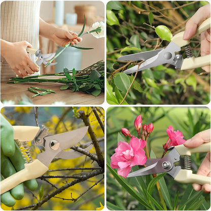 Premium garden shears, pruning scissors gardening tools, pruners for flower, bushes, rose and fruit tree, use for florist, yard and orchard the plant clippers, sharp steel anvil snips