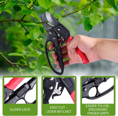 Premium garden shears, pruning scissors gardening tools, pruners for flower, bushes, rose and fruit tree, use for florist, yard and orchard the plant clippers, sharp steel anvil snips