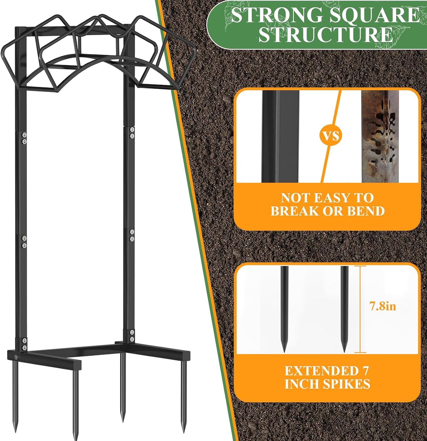 Super Stable Garden Hose Holder, Water Hose Reel holds 160ft, Black