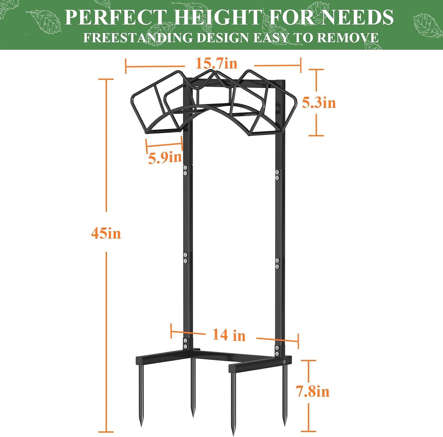 Super Stable Garden Hose Holder, Water Hose Reel holds 160ft, Black