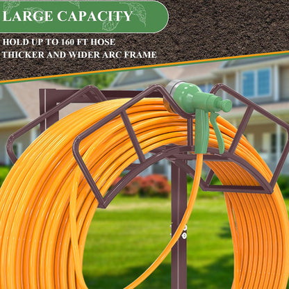 Super Stable Garden Hose Holder, Water Hose Reel holds 160ft, Black