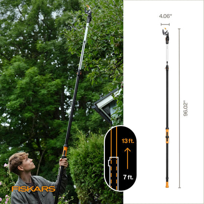 7-13 Ft DualAction Extendable Pole Pruner, Telescoping Tree Pruner