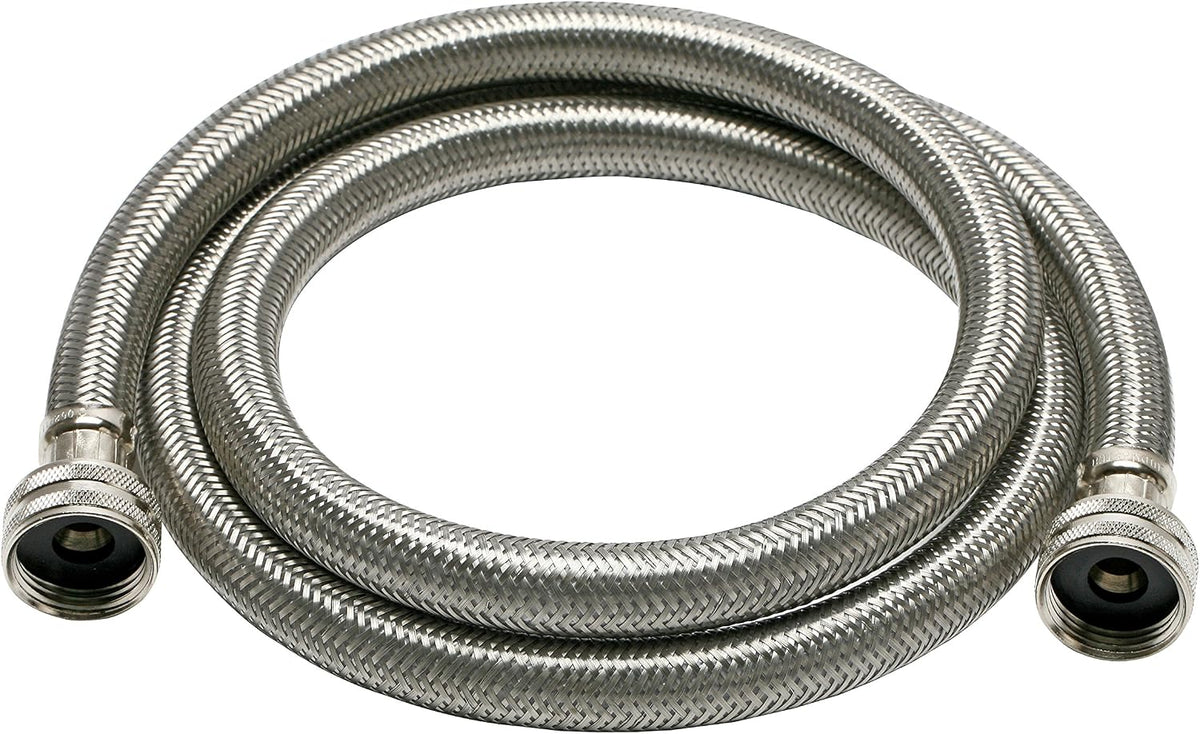B9WM48HE High Efficiency Washing Machine Connector, Braided Stainless Steel - 3/4 Hose Fitting x 3/4 Hose Fitting, 4 Ft. (48-Inch) Length