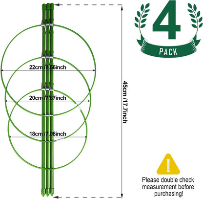 4 PCS Metal Plant Cages, Tomato Cages, Metal Garden Plant Supports, Plant Trellis, Plant Stakes for Tomato, Climbing Plant, Flower, Seedlings, 17.7" High, 7.1"/7.87"/8.66" Inner Diameter