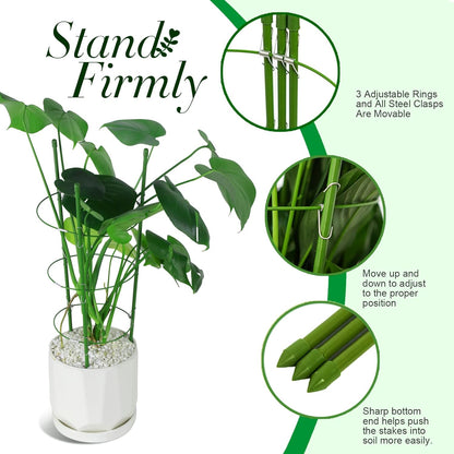 4 PCS Metal Plant Cages, Tomato Cages, Metal Garden Plant Supports, Plant Trellis, Plant Stakes for Tomato, Climbing Plant, Flower, Seedlings, 17.7" High, 7.1"/7.87"/8.66" Inner Diameter