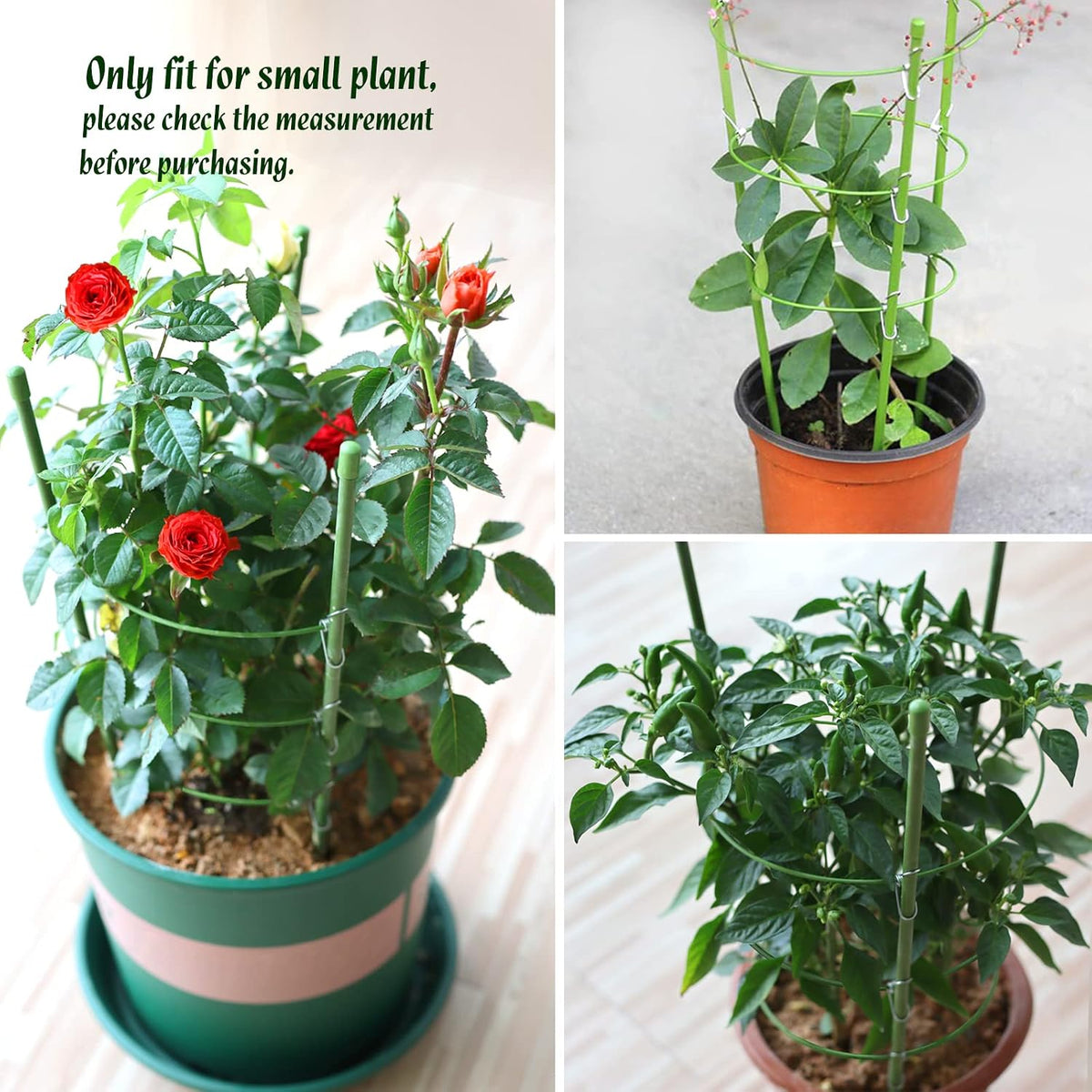 4 PCS Metal Plant Cages, Tomato Cages, Metal Garden Plant Supports, Plant Trellis, Plant Stakes for Tomato, Climbing Plant, Flower, Seedlings, 17.7" High, 7.1"/7.87"/8.66" Inner Diameter