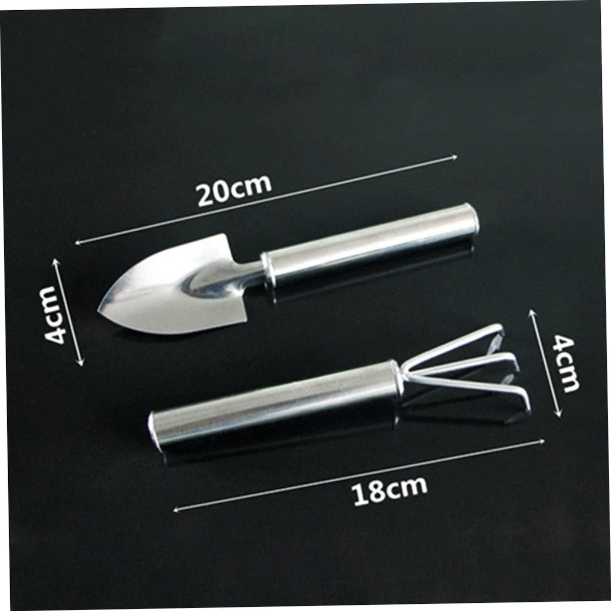 2pcs Garden Tool Set Gardening Succulent Garden Scoop Mini Spade Digging Landscaping Garden Weeding Tool Planting Tools Rake Handheld Transplant Shovel Garden Trowel Silver