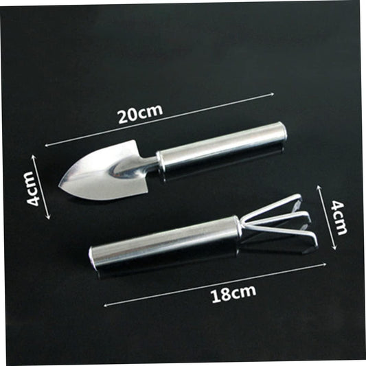 2pcs Garden Tool Set Gardening Succulent Garden Scoop Mini Spade Digging Landscaping Garden Weeding Tool Planting Tools Rake Handheld Transplant Shovel Garden Trowel Silver