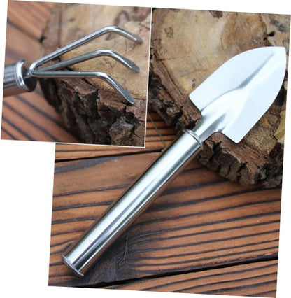 2pcs Garden Tool Set Gardening Succulent Garden Scoop Mini Spade Digging Landscaping Garden Weeding Tool Planting Tools Rake Handheld Transplant Shovel Garden Trowel Silver