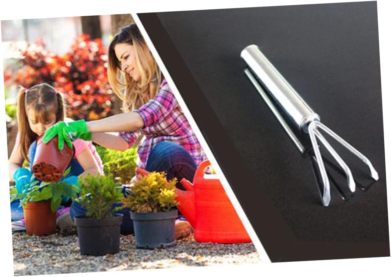 2pcs Garden Tool Set Gardening Succulent Garden Scoop Mini Spade Digging Landscaping Garden Weeding Tool Planting Tools Rake Handheld Transplant Shovel Garden Trowel Silver