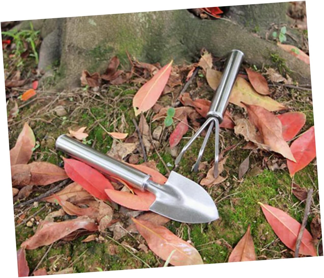 2pcs Garden Tool Set Gardening Succulent Garden Scoop Mini Spade Digging Landscaping Garden Weeding Tool Planting Tools Rake Handheld Transplant Shovel Garden Trowel Silver
