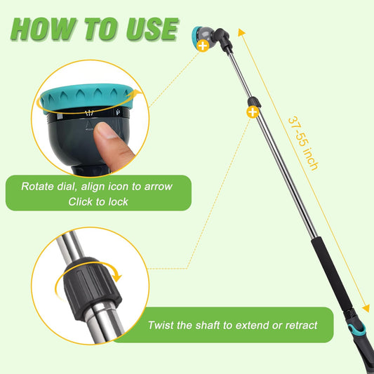 Telescoping Watering Wand with Thumb Control, 37-55 Inch Garden Hose Nozzle