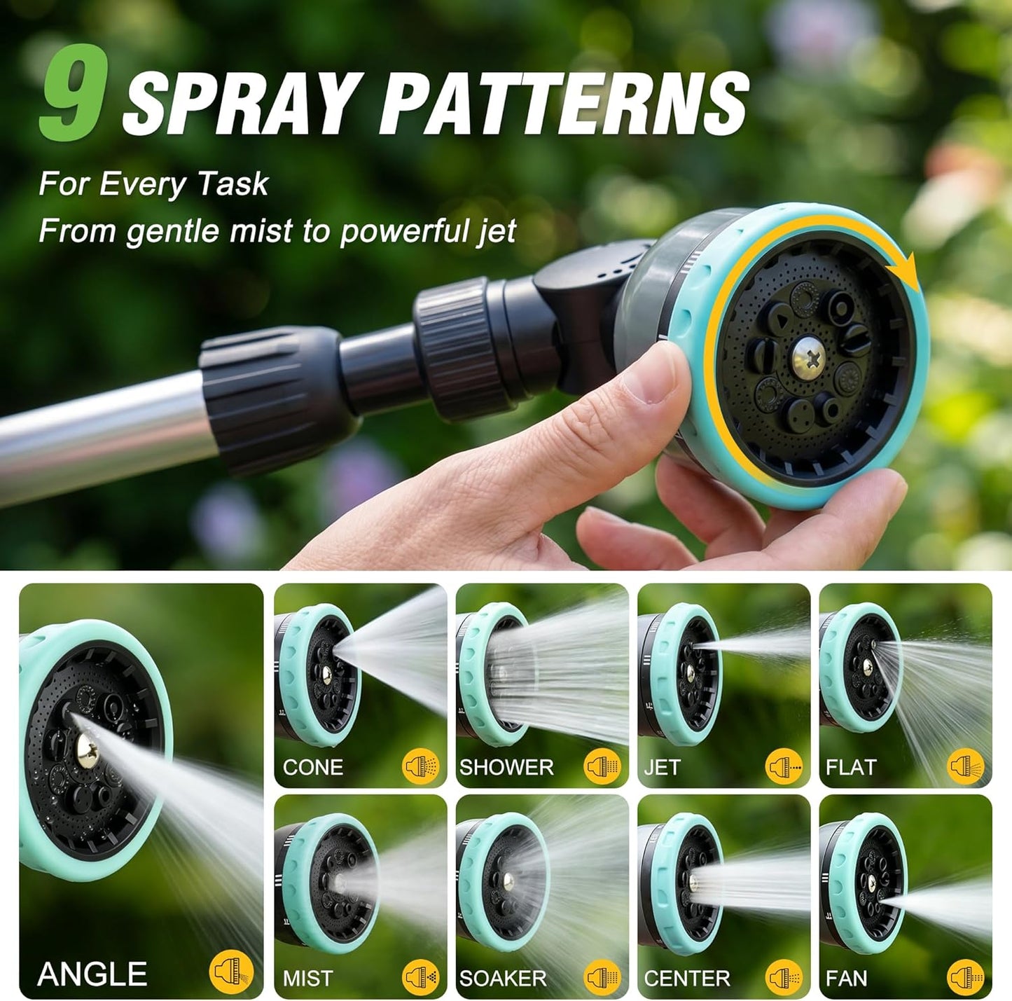 Telescoping Watering Wand with Thumb Control, 37-55 Inch Garden Hose Nozzle