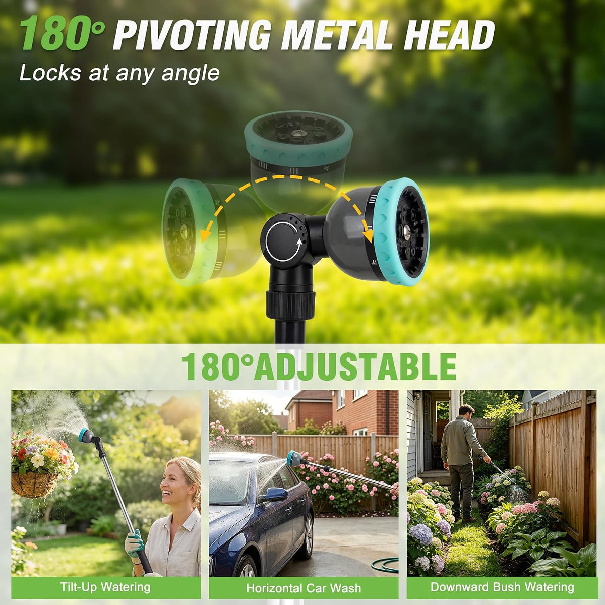 Telescoping Watering Wand with Thumb Control, 37-55 Inch Garden Hose Nozzle
