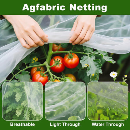 Garden Netting 6'x10' Insect Pest Barrier Bird Netting for Garden Protection,Row Cover Mesh Netting for Vegetables Fruit Trees and Plants,White - Colors B