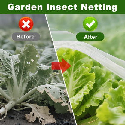 Garden Netting 6'x10' Insect Pest Barrier Bird Netting for Garden Protection,Row Cover Mesh Netting for Vegetables Fruit Trees and Plants,White - Colors B