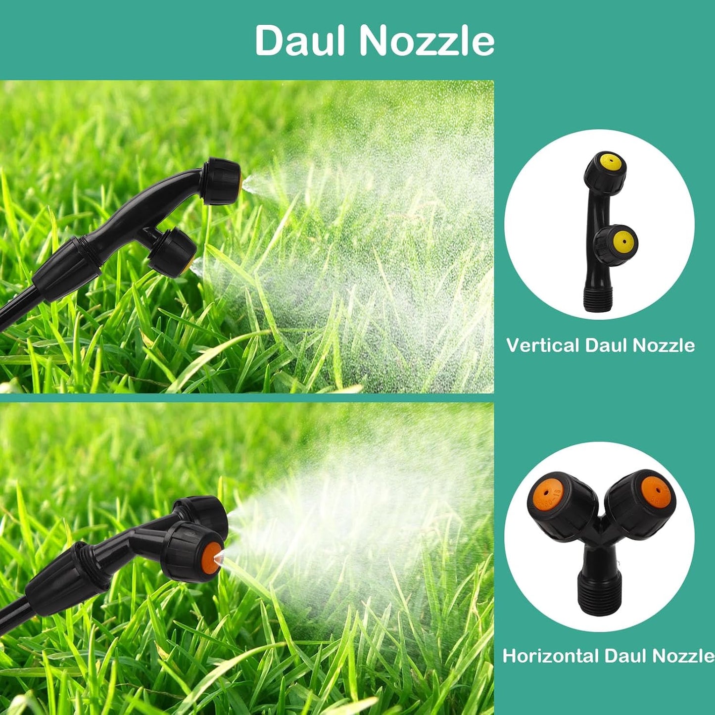 Sprayer Wand Replacement Kit, Acid Resistant Spray Wand with 4 Types Nozzles Brass Fittings, Pump Sprayer Wand, Garden Hose Wand with 1/4" & 3/8" Brass Barbs and 2 Hose Clamps for Watering