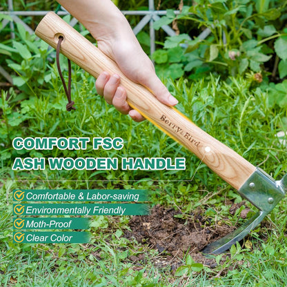 2-in-1 Hand Hoe & Cultivator,14" Garden Tool with Wood Handle